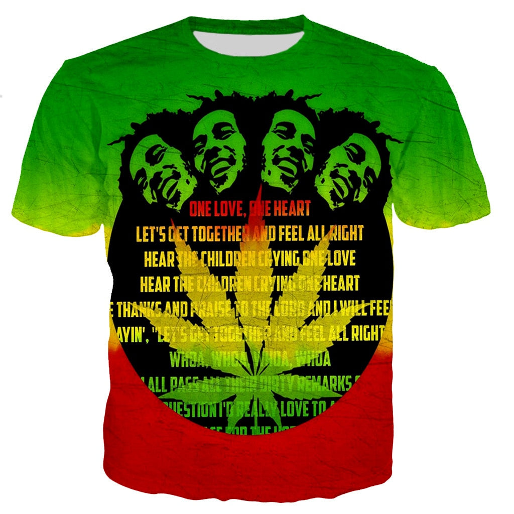 Bob Marley 3D Printed T-shirt