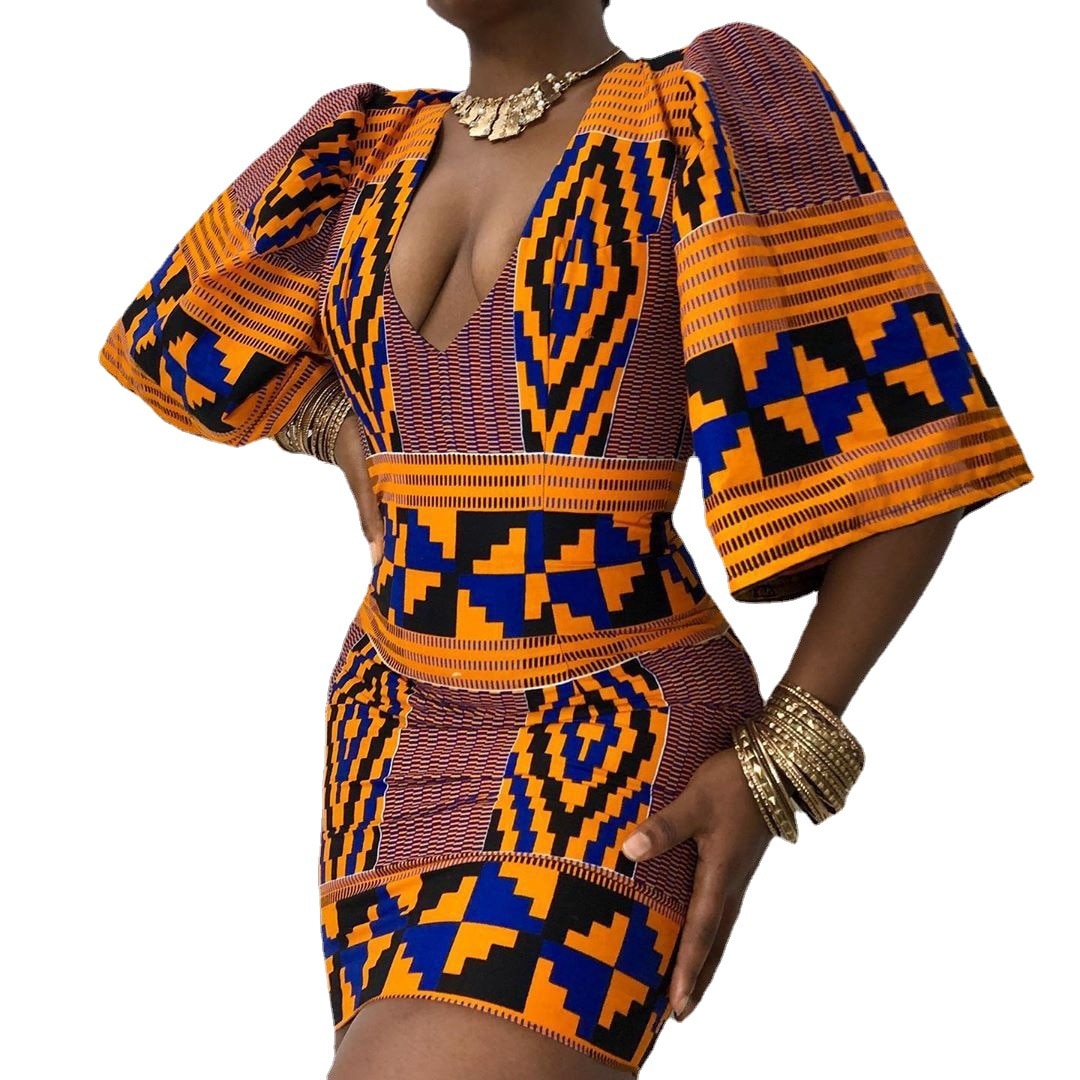 African Summer V-Neck Dress