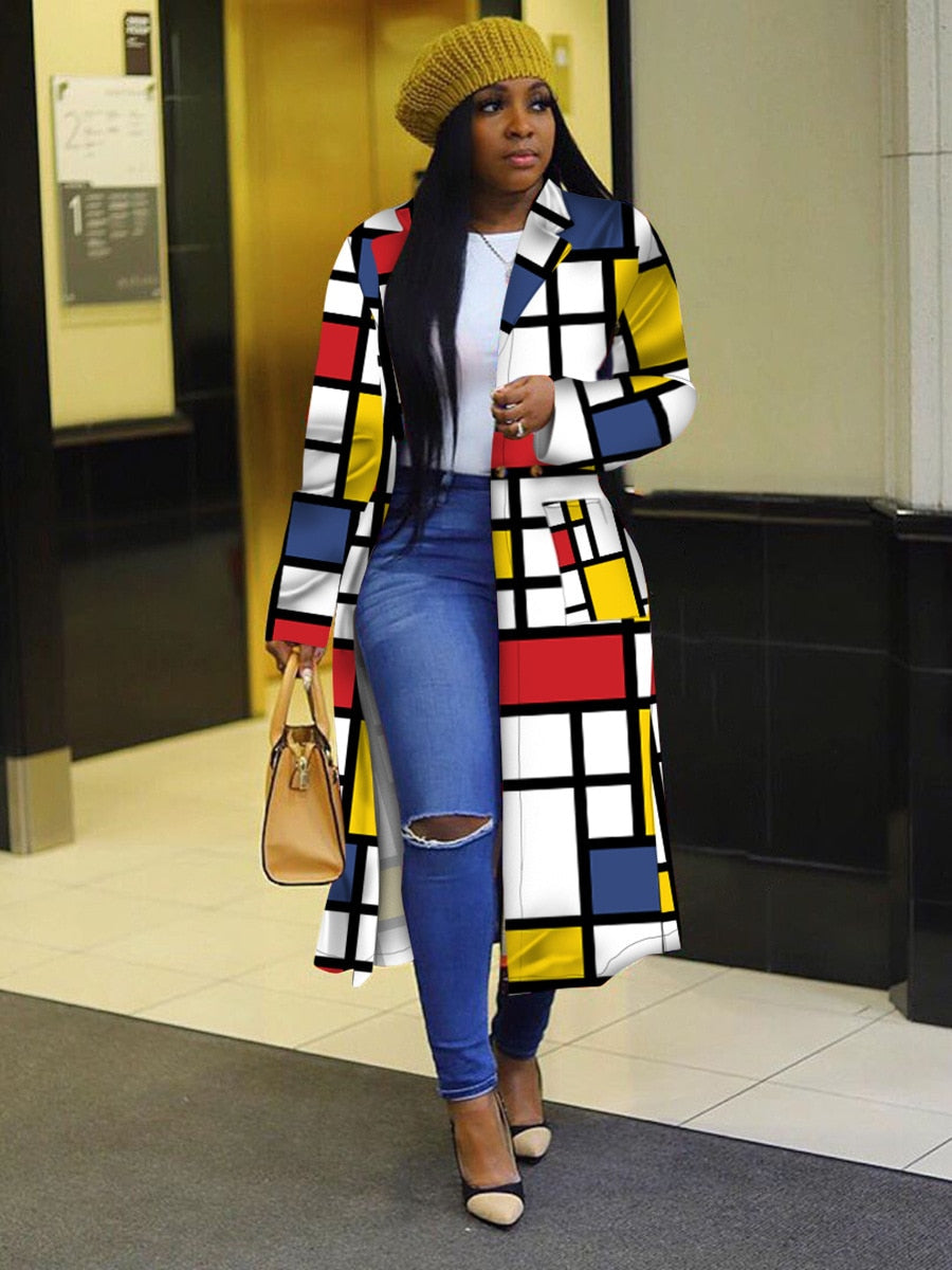 Colored Print Block Coat