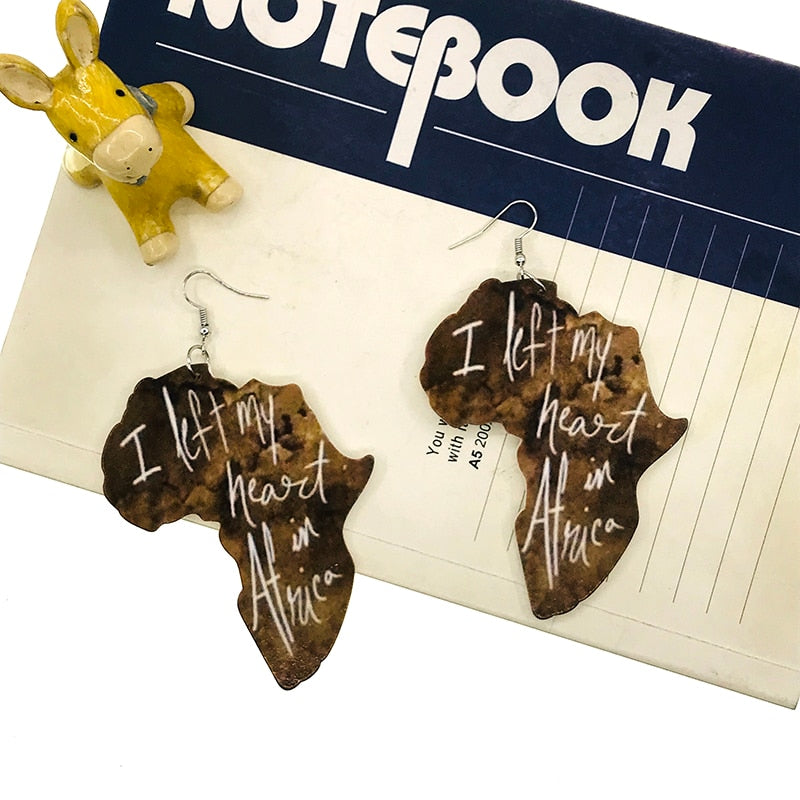 Vintage Afro Wood Earrings