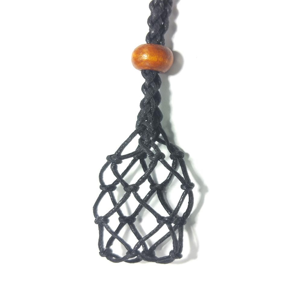 1pcs Necklace Cord Empty Stone Holder Natural Quartz Crystal Raw Stone Chakra Point Healing Fish Netted Indians Amulets Pendant