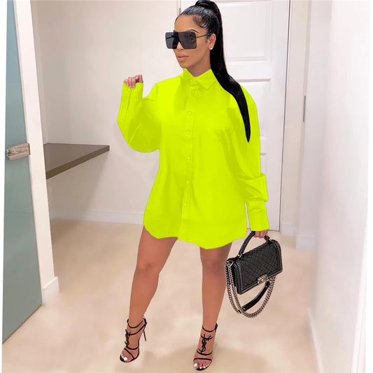Letter Print Turn-Down Collar Button Shirt Dress Women Fall Clothes Long Sleeve Mini Dress Ladies Party Club Casual Autumn Dress