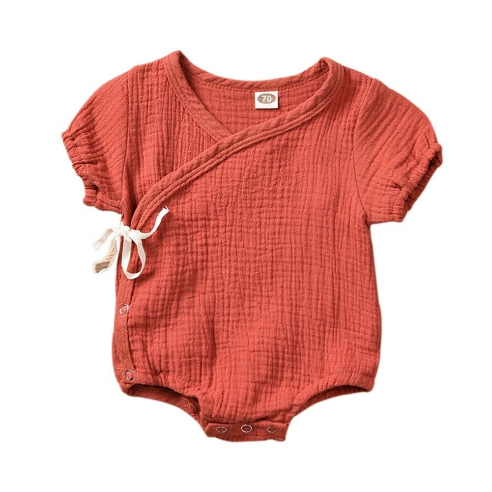 0-18M Kids Summer Short Sleeve Plain Romper