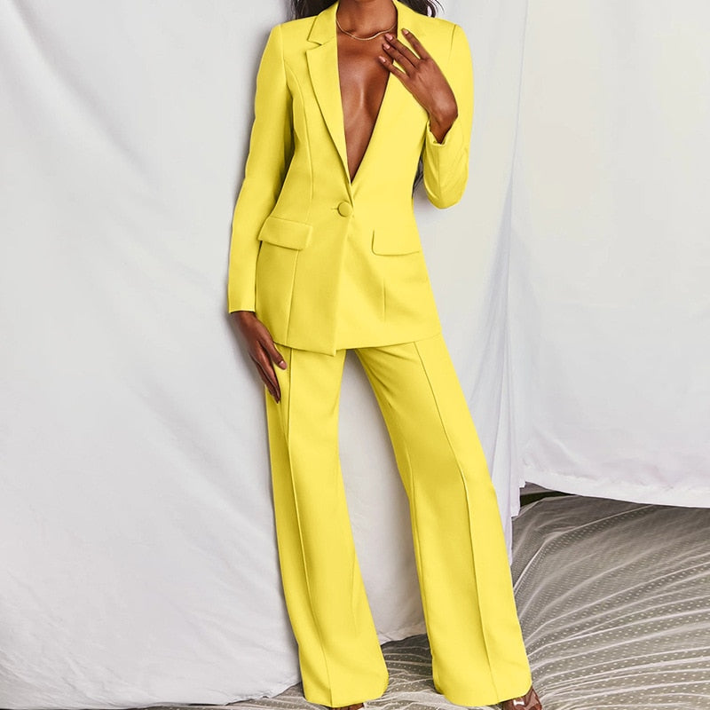 2022 Classic One-breasted Buttons Nine Blazer Pants Set Two Piece Formal Suits Office Ladies women pantsuit Red Pink Business