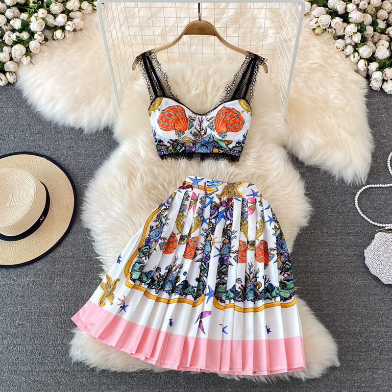 Boho 2 Piece Bralet and Skirt Set