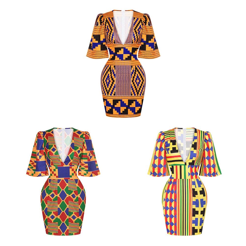 African Summer V-Neck Dress