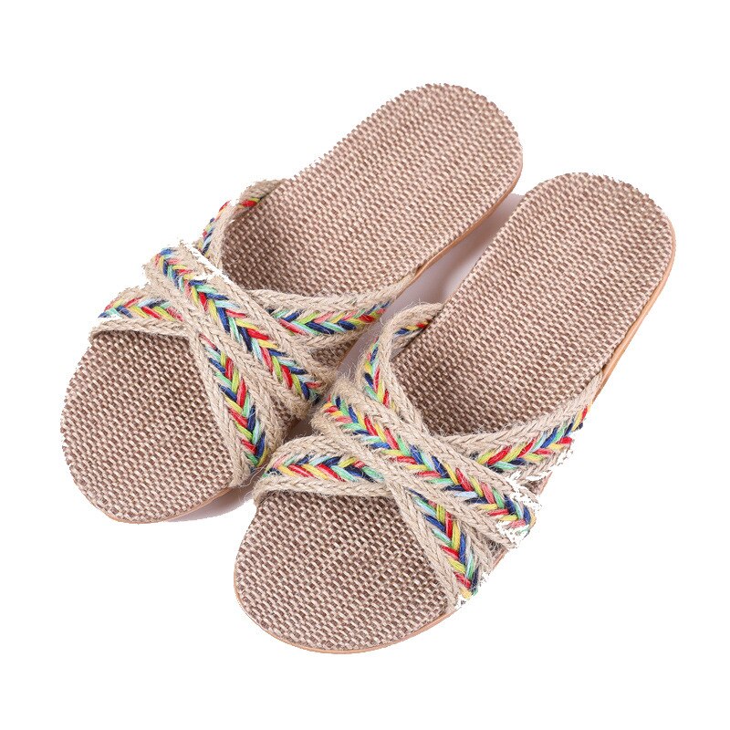 Breathable Unisex Indoor Flax Slippers
