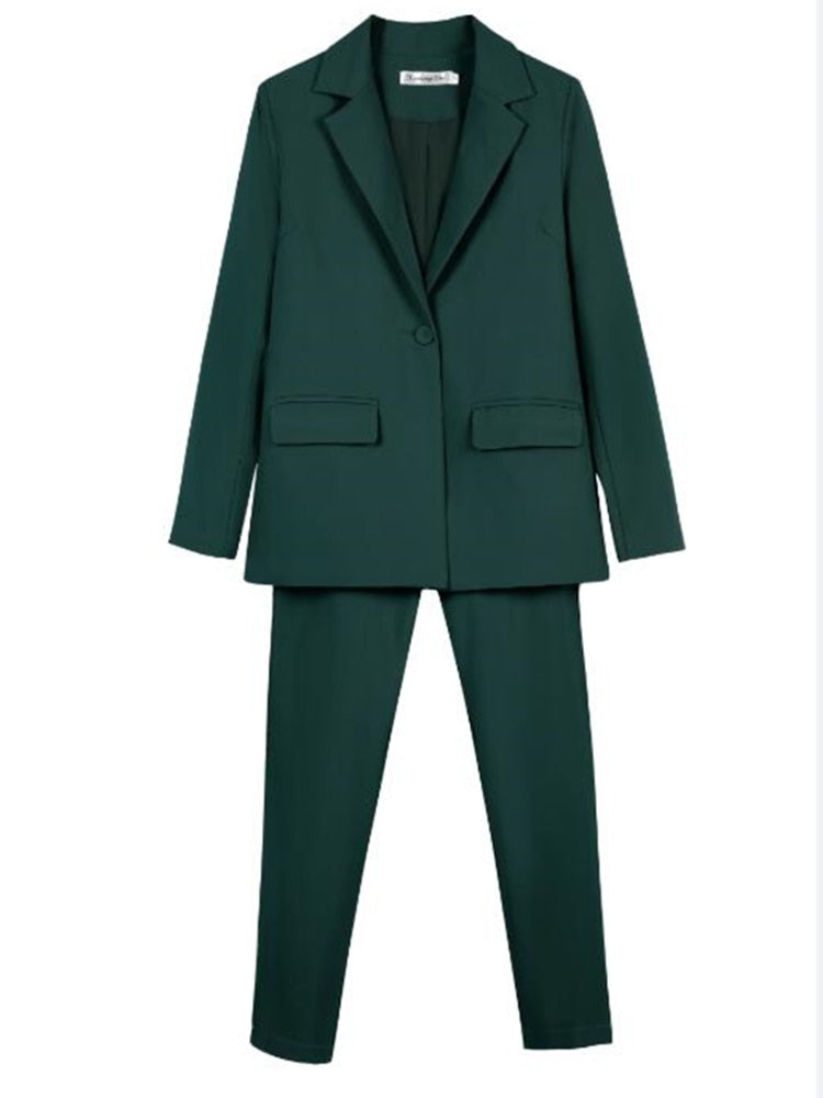 Work Pant Suits OL 2 Piece Set For Women Business Interview Suit Set Uniform Slim Blazer And Pencil Pant Office Lady Suit