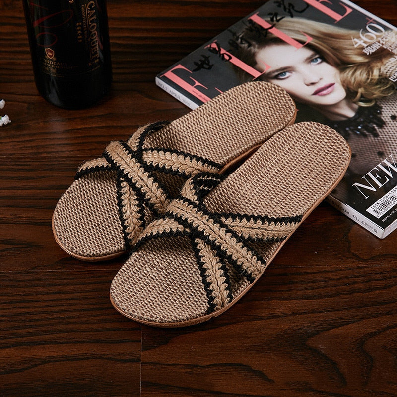 Breathable Unisex Indoor Flax Slippers