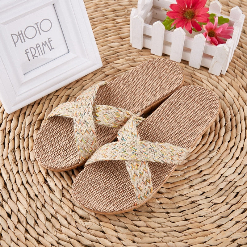 Breathable Unisex Indoor Flax Slippers