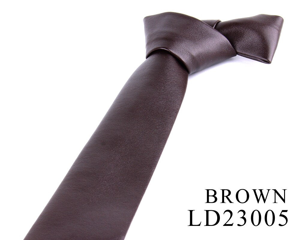 New PU Leather Ties For Men Casual PU Neckties Fashion Solid Mens Necktie For Wedding Business Suit Tie