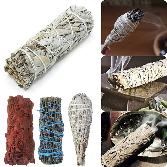 Natural White Sage Bundle Smudge Sticks Pure Grass Indoor Purification Smoky Grass Purification Environment Palo Santo Incense