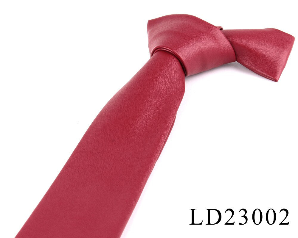 New PU Leather Ties For Men Casual PU Neckties Fashion Solid Mens Necktie For Wedding Business Suit Tie