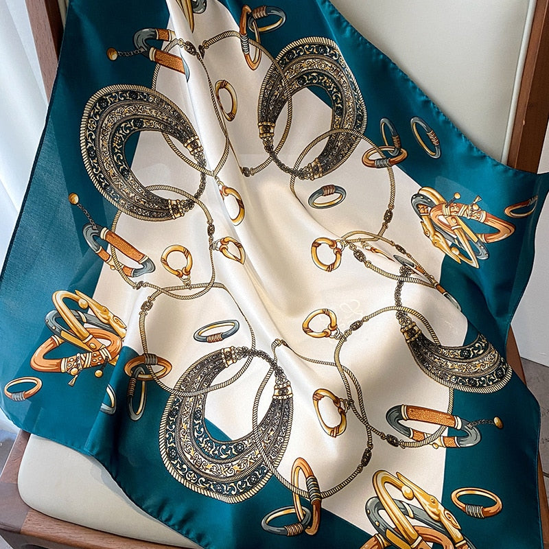 70*70cm Fashion Silk Satin Hair Scarf Women Handkerchief Printed Female Square Head Bandana Small Neck muffler hijab lady girl