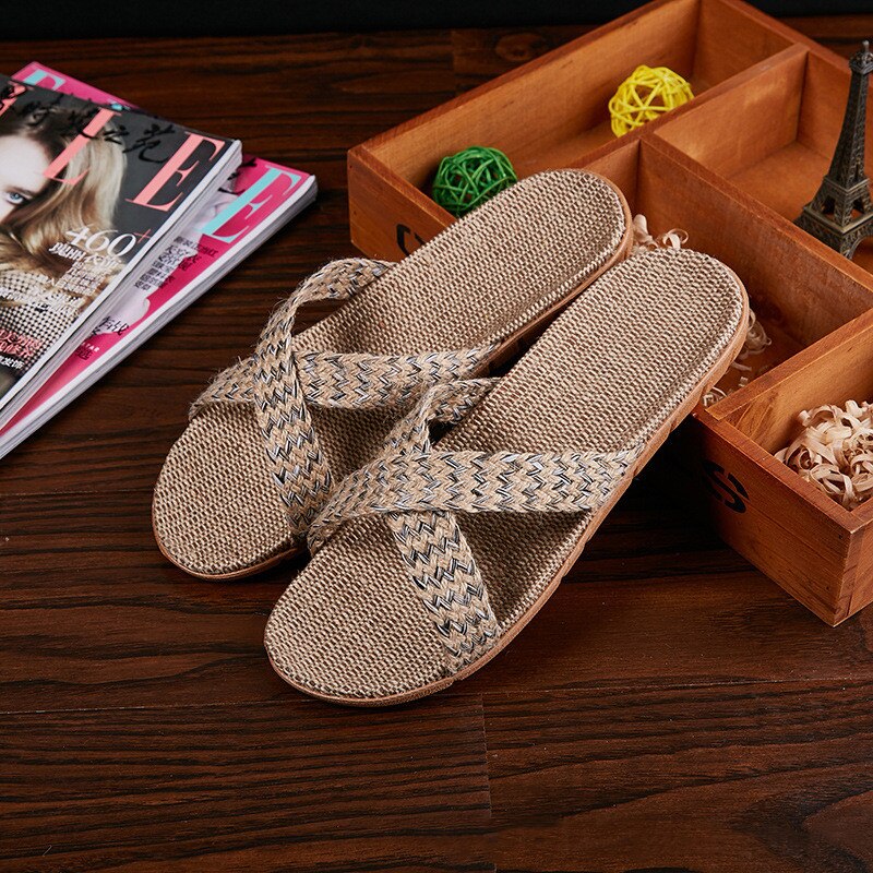 Breathable Unisex Indoor Flax Slippers