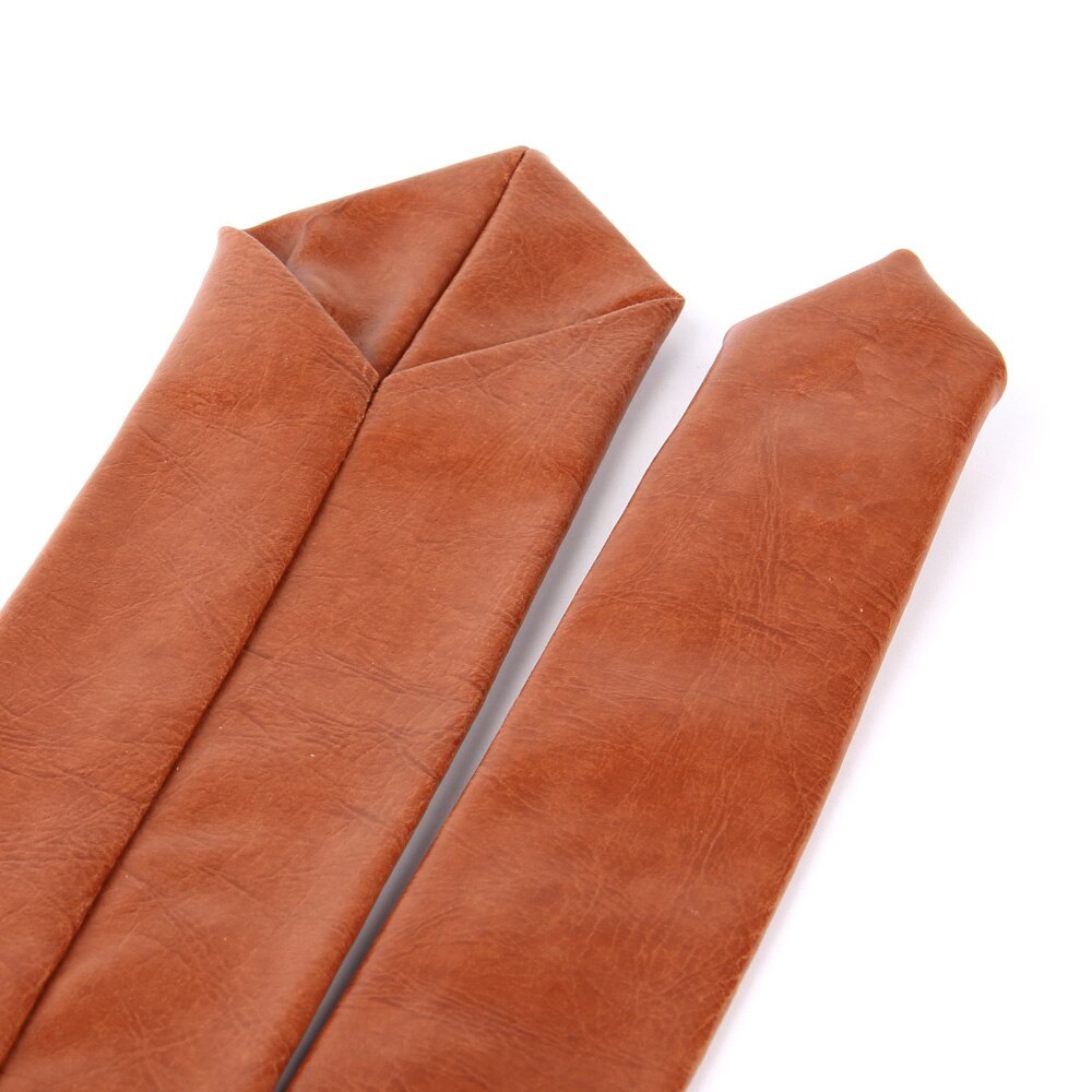 New PU Leather Ties For Men Casual PU Neckties Fashion Solid Mens Necktie For Wedding Business Suit Tie