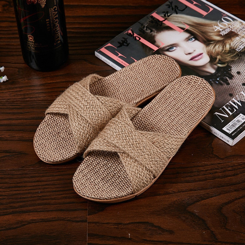 Breathable Unisex Indoor Flax Slippers