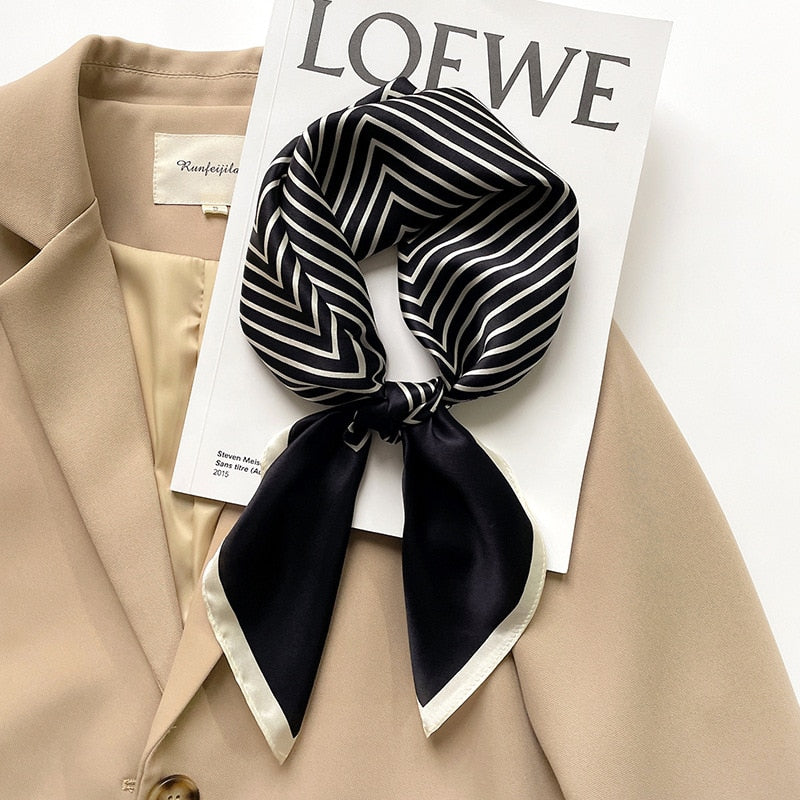 70*70cm Fashion Silk Satin Hair Scarf Women Handkerchief Printed Female Square Head Bandana Small Neck muffler hijab lady girl