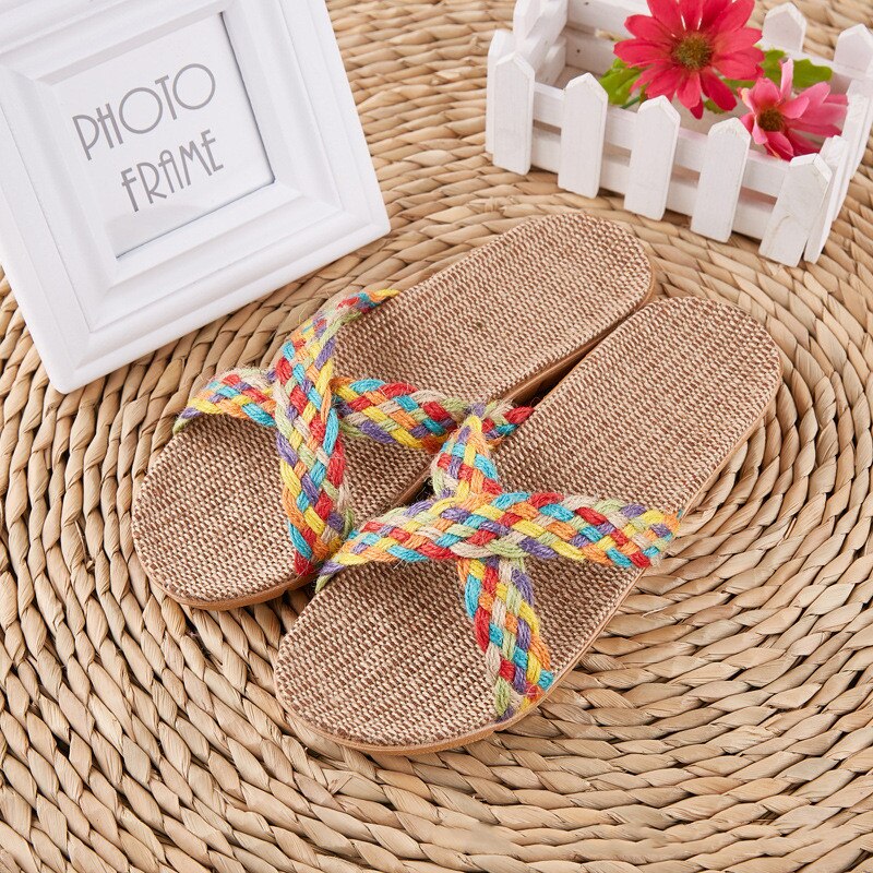 Breathable Unisex Indoor Flax Slippers