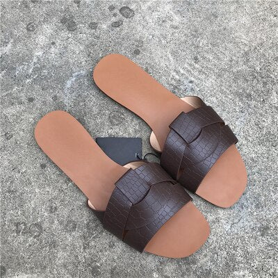 Open Toe Leather Flats