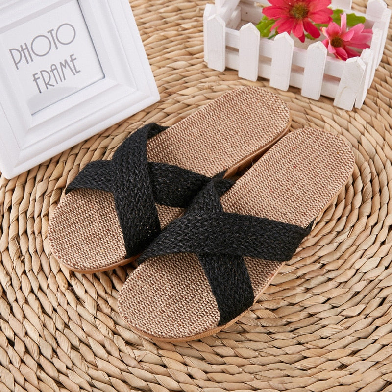 Breathable Unisex Indoor Flax Slippers