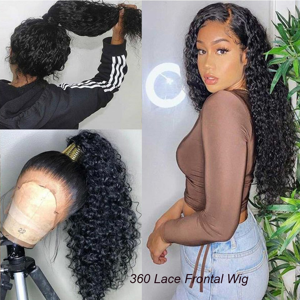 Deep Wave Lace Front Wig Human Hair Wigs For Women Brazilian 360 13x4 Deep Wave Frontal Wig Pre Plucked 4x4 Lace Closure Wig