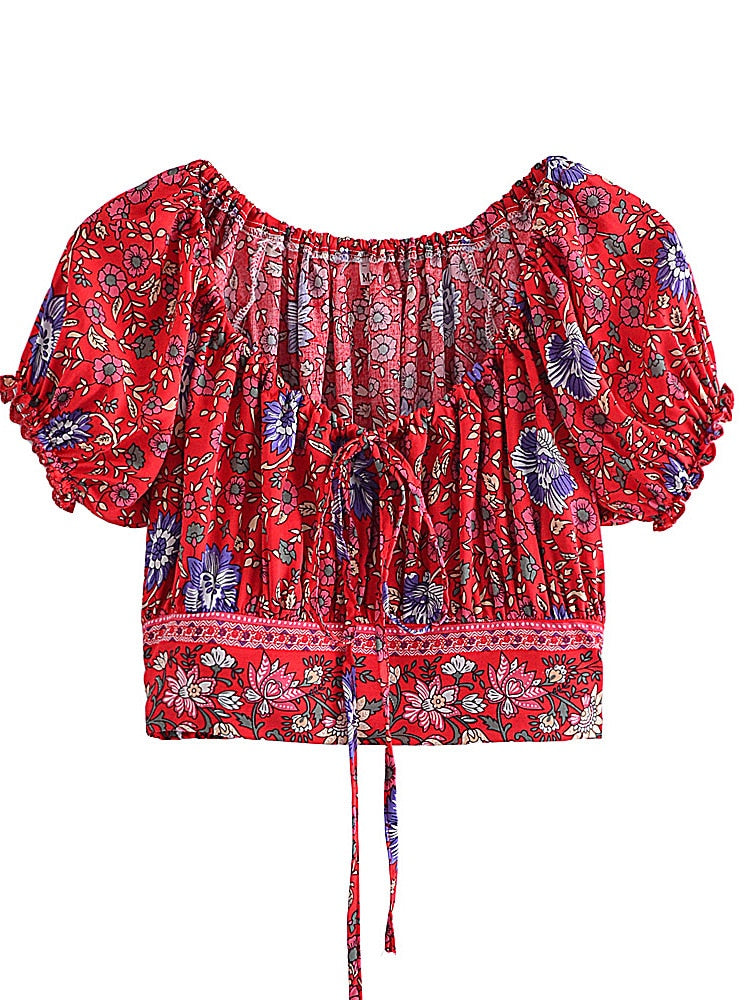 2 Piece Boho Drawstring Mini Skirt Set