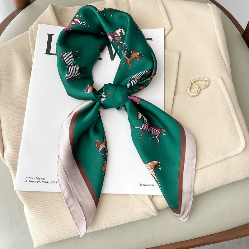 70*70cm Fashion Silk Satin Hair Scarf Women Handkerchief Printed Female Square Head Bandana Small Neck muffler hijab lady girl