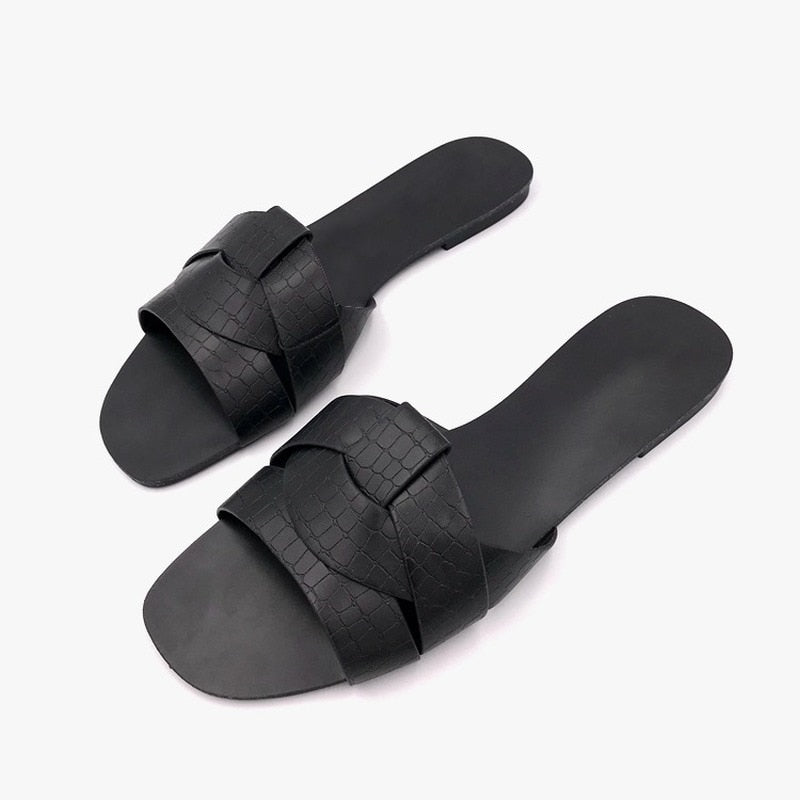 Open Toe Leather Flats