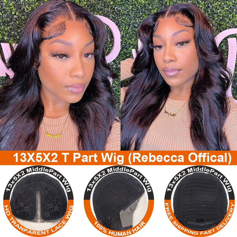 Body Wave Frontal Wigs Human Hair Lace Front Wigs 13X4 Pre Plucked Brazilian Body Wave T Part Lace Wigs Lace Front Wigs