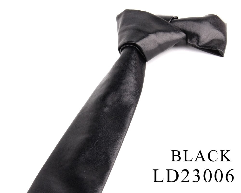 New PU Leather Ties For Men Casual PU Neckties Fashion Solid Mens Necktie For Wedding Business Suit Tie