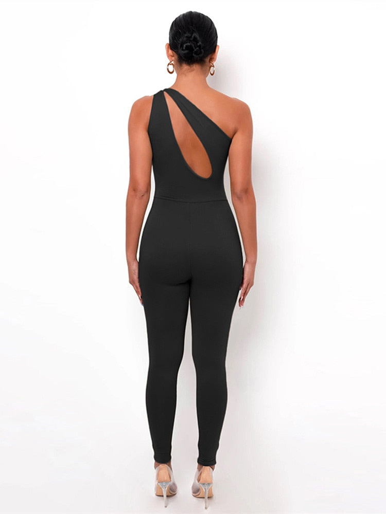 Kliou One Shoulder Sexy Cut Out Rompers Womens Jumpsuit 2021 Streetwear Solid Backless Active Wear Skinny Slim Jumpsuits Summer