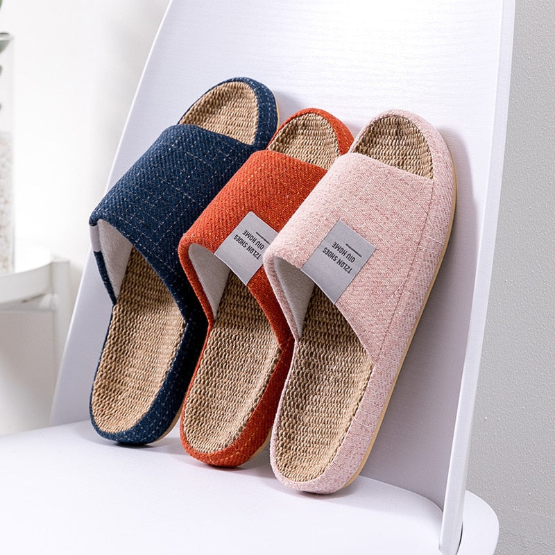 Breathable Unisex Indoor Flax Slippers