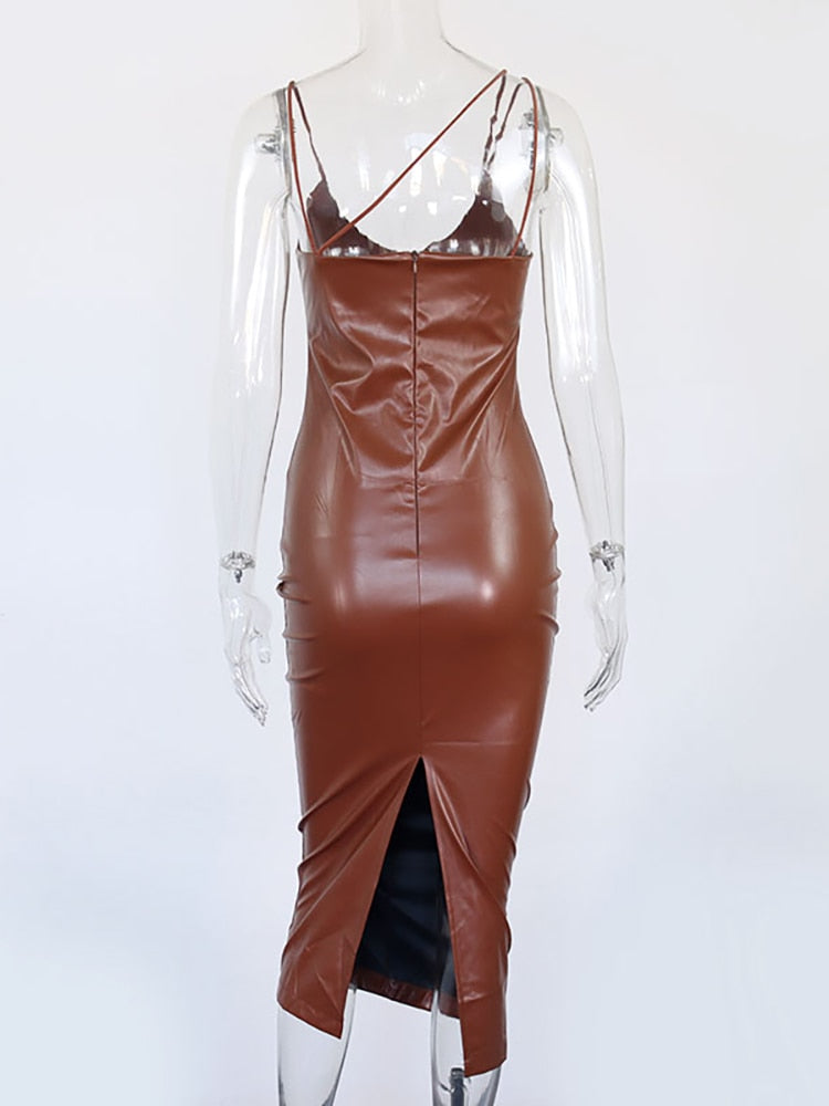Midi Bodycon Leather Dress