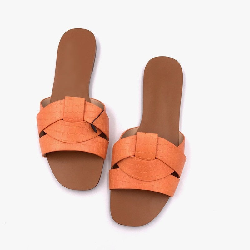 Open Toe Leather Flats