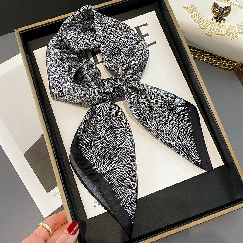 70*70cm Fashion Silk Satin Hair Scarf Women Handkerchief Printed Female Square Head Bandana Small Neck muffler hijab lady girl