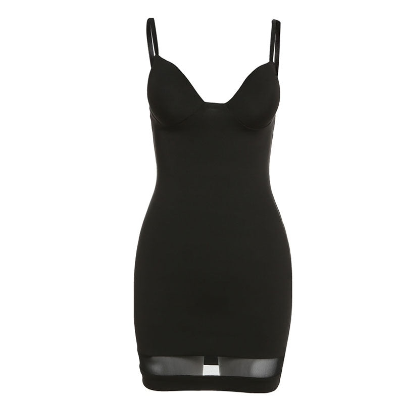 Sexy Women Dress Hollow Out Mini Dresses Solid Color Sleeveless Party Night Clubwear Dresses Vestidos