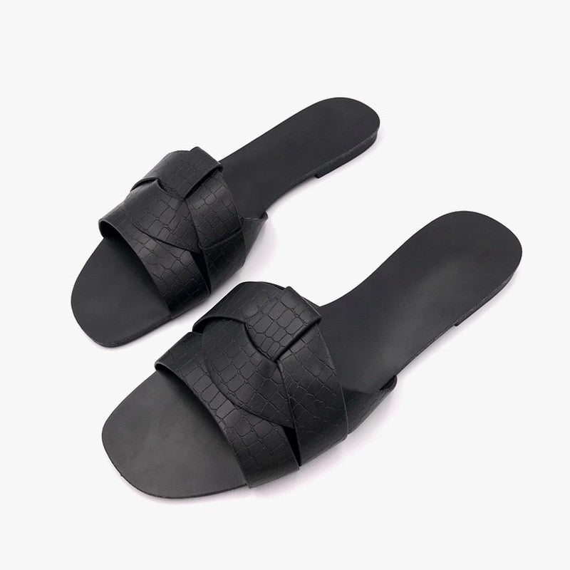 Open Toe Leather Flats