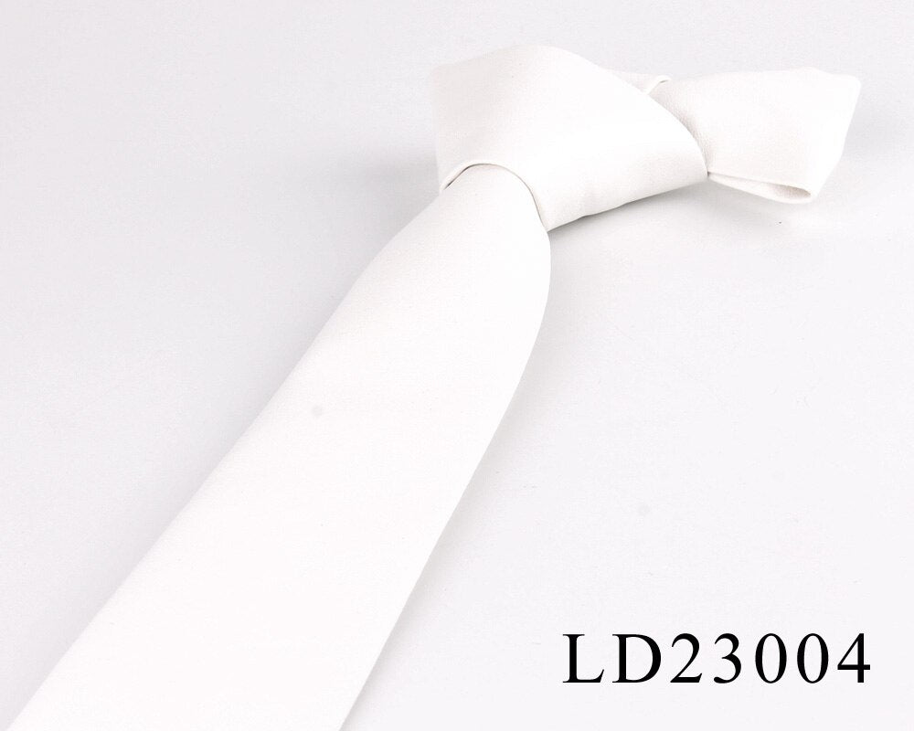 New PU Leather Ties For Men Casual PU Neckties Fashion Solid Mens Necktie For Wedding Business Suit Tie