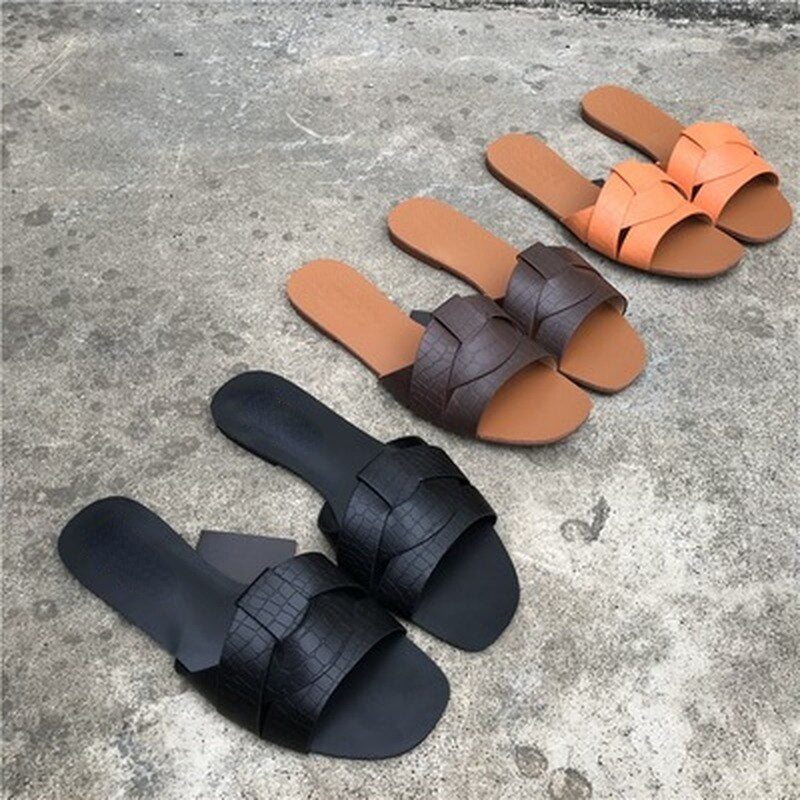 Open Toe Leather Flats