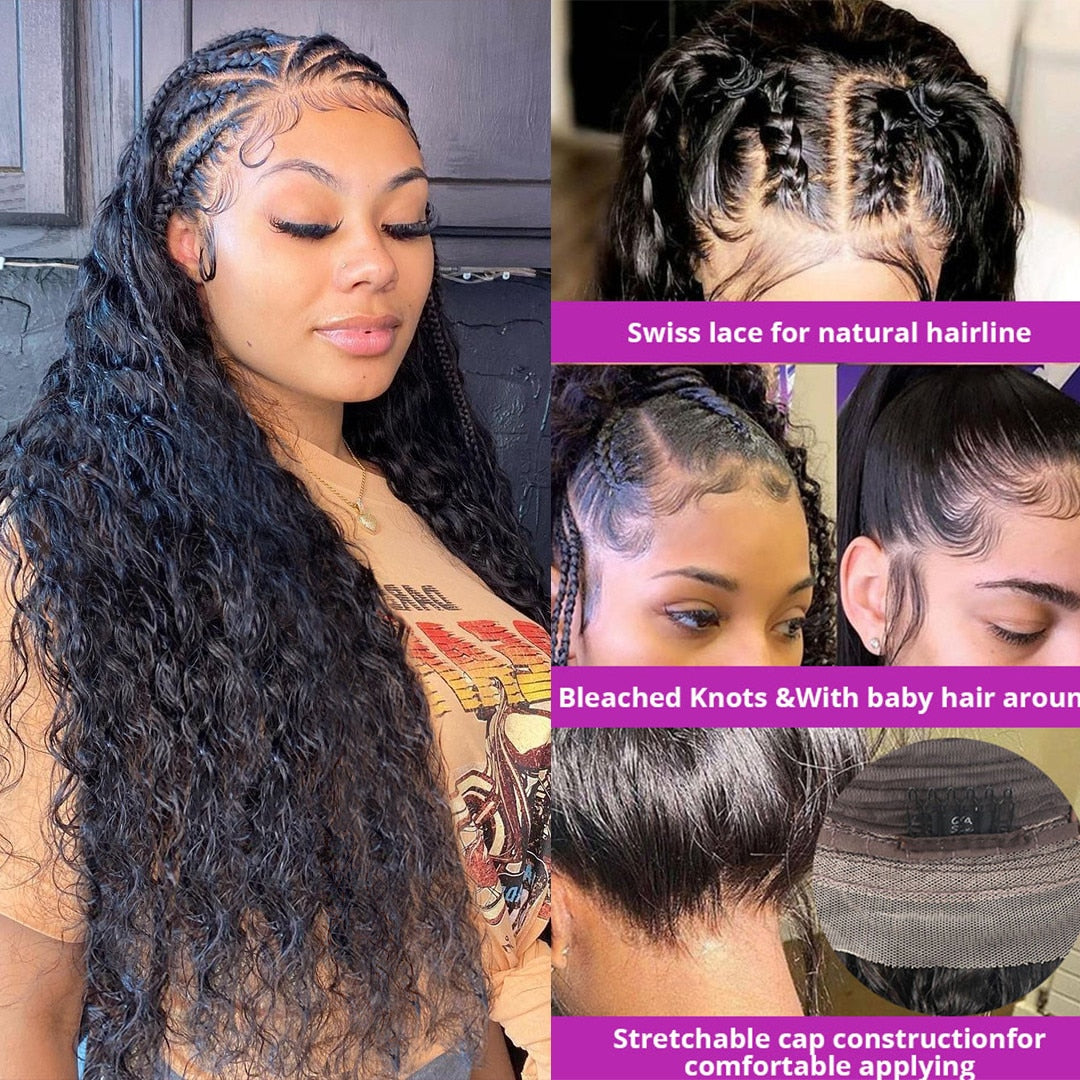 Deep Wave Lace Front Wig Human Hair Wigs For Women Brazilian 360 13x4 Deep Wave Frontal Wig Pre Plucked 4x4 Lace Closure Wig