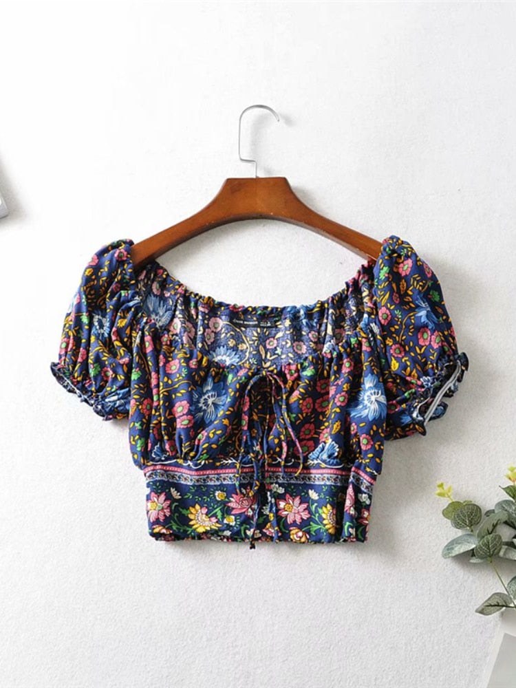 2 Piece Boho Drawstring Mini Skirt Set