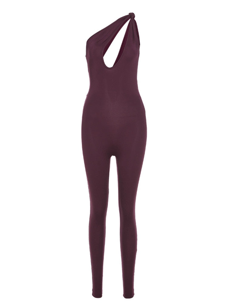Kliou One Shoulder Sexy Cut Out Rompers Womens Jumpsuit 2021 Streetwear Solid Backless Active Wear Skinny Slim Jumpsuits Summer