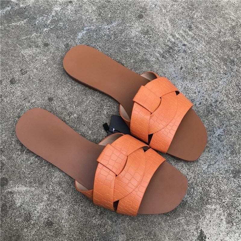 Open Toe Leather Flats