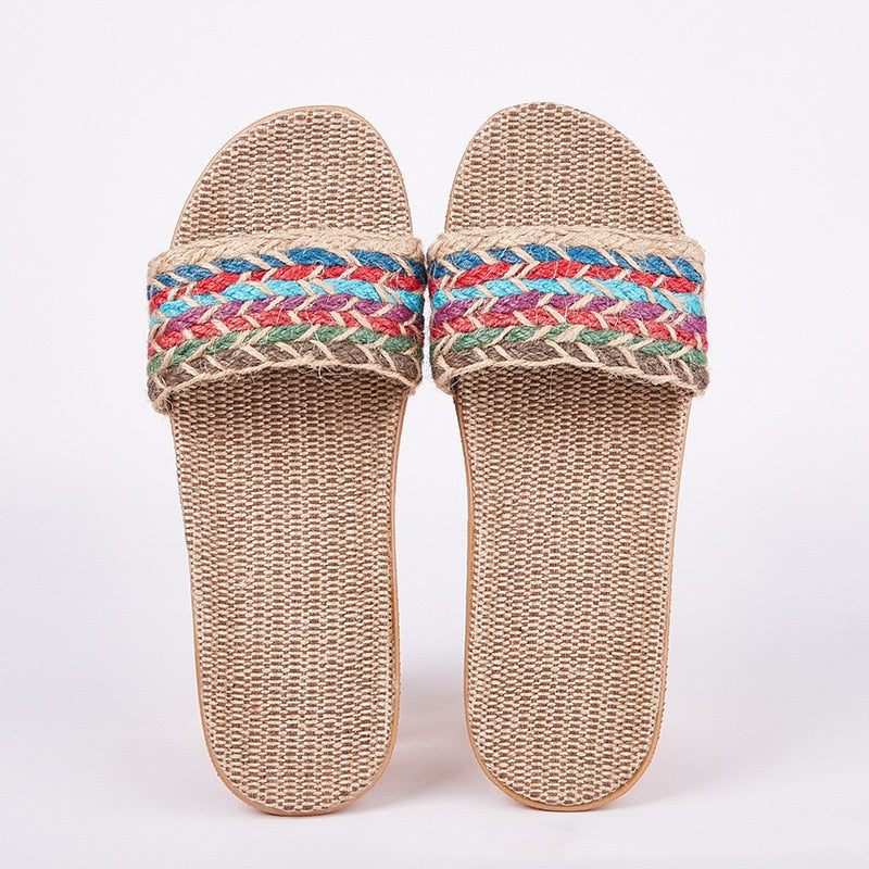 Breathable Unisex Indoor Flax Slippers